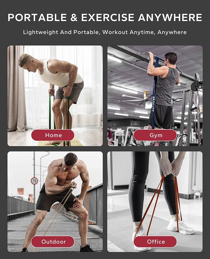 HAPBEAR Pull Up Assistance Bands - Pull Up Bands - Resistance Bands - Exercise Bands Resistance Bands Set of 5 - Workout Bands for Working Out, Stretching, Muscle Training