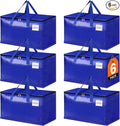 StorageRight Moving Bags-Heavy Duty Moving Boxes, Storage Totes with Zipper, Reinforced Handles and Tag Pocket-Collapsible Moving Supplies for moving, Storage and Travel 93L(Blue-6 Pack)