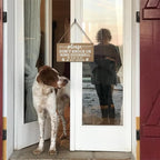 JXREQ Don't Knock or Ring Doorbell Sign for Front Door Dog Warning Sign for Gate Fence Yard Home Decor, Beware of Dog Sign Wall Pediments, Dogs Signs Gifts, 12x8 Inch, (Light Brown)