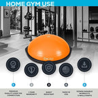 Bosu Balance Ball Exercise Trainer, Home Gym Equipment w/ Guided Workouts & Pump, 26", Blue - Inflatable Fitness Platform for Strength Training, Standing, Balancing, and Core Workout