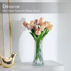 Glasseam Glass Vase for Home Decor: Clear Flower Vases for Living Room Kitchen Bathroom Wedding Table Centerpieces - 7.5" Tall Modern Vintage Decorations for Bouquet Pampas Grass Lego Flowers