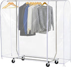 Ruibo Clear Garment Rack Cover for Clothes Rack Cover with 2 Durable Zipper/Clothing Waterproof, Dustproof Protector (S:47.2x20x60 inch)
