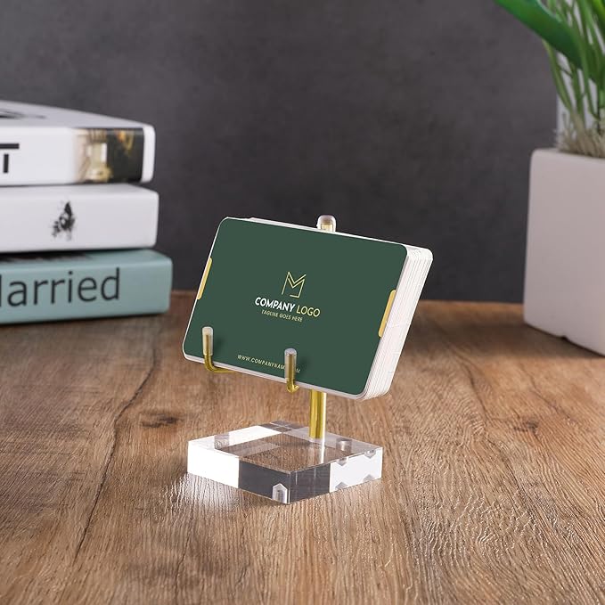 Sibba Adjustable Metal Arms Acrylic Display Stand with Gold Base Small Photo Easel Holder for Pictures, Books, Coral, Geodes, Rocks, Home Décor Accents