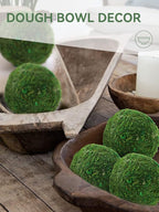 Biubee 6Pack Decorative Faux Dried Moss Balls- 3" Artificial Green Plant Mossy Globes Handmade Sphere Moss Gift for Home Dough Bowl Vase Chinoiserie Decors Party Wedding Display