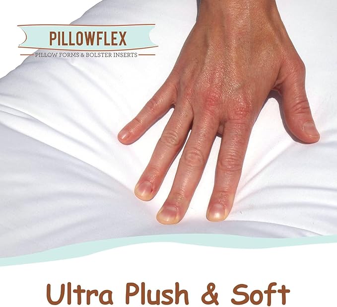 Pillowflex Synthetic Down Pillow Insert - 12x30 Down Alternative Pillow, Ultra Soft, Large Rectangle Body Sleeping Pillow, Lumbar, Long, Back - 1 Decorative Pillow Form