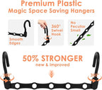 College Dorm Room Essentials, Closet Organizers and Storage, Magic Hangers Space Saving with 360° Swivl Hooks for 120 Clothes, Plastic Clothes Hanger, Organization Home Apartment Essentials, 24 Pack