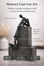 Industrial Abstract Cast Iron Art Sculpture Couple - Man Lifting Woman from Ledge - Modern Love Gift for Couples Cast Iron Shelf Decor for Home, Farmhouse, Bedroom, Living Room