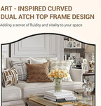 ANDY STAR Rectangle Scalloped Mirror, 30"x40" Brushed Nickel Bathroom Mirror in SUS304 Stainless Steel Metal Frame, Large Silver Vanity Mirror with Unique Arched Top Design