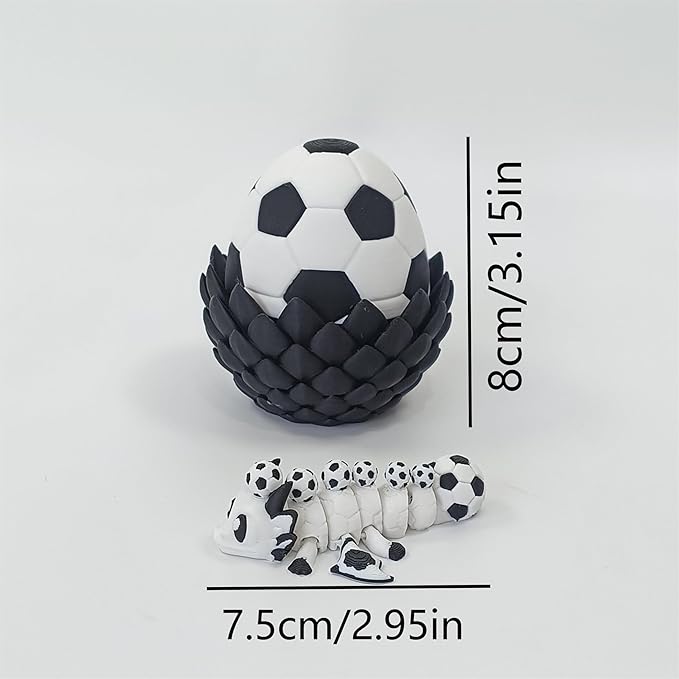 Enchanted 3D Egg with Miniature Inside - Handcrafted Printed Collectible | Fantasy Decor & Gift (Soccer Dragon & Egg (Box))