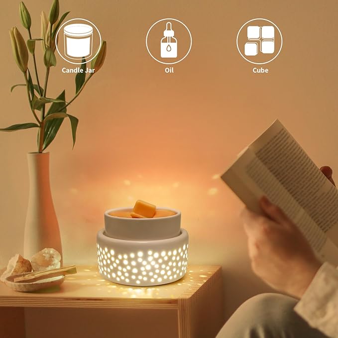 VICTORIA AROMA Ceramic Wax Melt Warmer - LED Night Light Candle Wax Warmer for Scented Wax, Electric Fragrance Wax Melter for Home, Office, Bedroom Decor, and Gifts