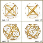 HLQMFHT 7 inches Metal Geometric Abstract Sculpture， Metal Geometric Sculpture Decor Sphere, Tabletop Decor for Living Room,Study,Bedroom,Modern Home Decor Accents