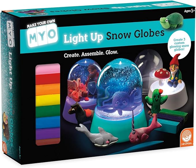 MindWare Make Your Own Light Up Snow Globes - DIY 39-Piece Craft Activity for Kids & Teens - Make Your Own Snow Globe that Lights Up - Complete Craft Makes a Great Handmade Gift for Moms - Ages 8 & Up