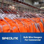 SPECILITE Wire Hangers 200 Pack, Metal Wire Clothes Hanger Bulk for Coats, Space Saving Metal Hangers 16.7 Inch Ultra Thin Non Slip with Groove, for Standard Size Suits, Shirts, Pants, Skirts-Silver