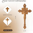 DAICAT Handcrafted Wooden Catholic Cross, Religious Wall Crucifix, Catholic Crucifix 10 inches, Natural Wood (6.7 x 9.8 IN, Jesus 1)