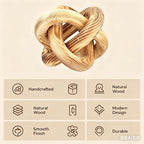 Wood Knot Chain Link Decor - 3 Link Boho Wooden Hand Carved Decorative Wooden Links Knots for Coffee Table Entryway Modern Farmhouse Shelf Decoration (Burn Color)