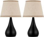 17.3'' Modern Dimmable Touch Lamps for Nightstand 2pcs, Table Lamps for Living Room, Reading Desk Lamp for Office, Bedside Lamps with Iron Base, Small Lamp for Bedroom, Bulb Included, Black