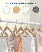 Closet Rods for Hanging Clothes, 17 to 39 Inches Stepless Adjustable Metal Closet Rod, 1.3 Inches Heavy Duty Clothes Hanging Rod for Closet Wardrobes Laundry RV, White