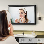 Black Bathroom Mirror for Over Sink, 22x30Inch Thick Anti-Rust Metal Frame, Rectangle Decorative Wall Mirror with HD Tempered Glass Horizontal or Vertical Mount for Vanity, Bedroom, Living Room