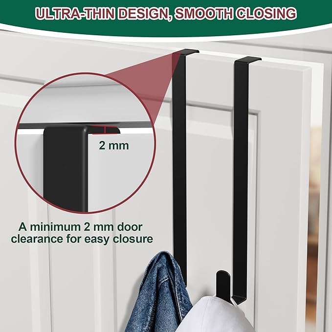 15" Reversible Wreath Hanger for Front Door, Fits Most Doors up to 1-3/4", Heavy Duty Steel Over The Door Hooks Hold up to 80 LBS for Spring & Easter Wreaths, Seasonal Door Decor (Black 1 Pack)
