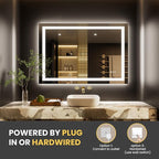 LOAAO 48"x24" LED Bathroom Mirror with Lights, Anti-Fog, Dimmable, Backlit + Front Lit, Lighted Bathroom Vanity Mirror for Wall, Memory Function