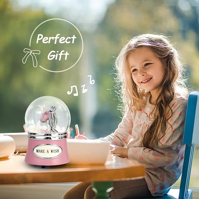 Ballerina Snow Globes Christmas Music Box, Rotating Ballet Dance Musical Snowglobe for Girls, 100MM Water Globe Plays Fur Elise Melody, Gifts for Women Dancers Friends
