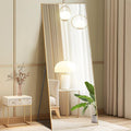 DUMOS 19"x58" Full Length Mirror with Stand, Floor Standing Aluminum Frame, Shatter-Proof Nano Glass for Bedroom, Living Room, Cloakroom – Modern Simple Home Decor,Can Be Hanging or Leaning, Gold
