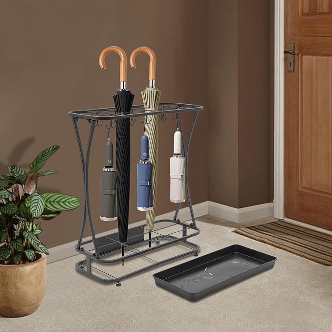 Umbrella Rack Stand,18-Slots Umbrella Holder with Removable Drip Tray, Umbrella Rack Organizer Free Standing Decor for Home Office Entryway