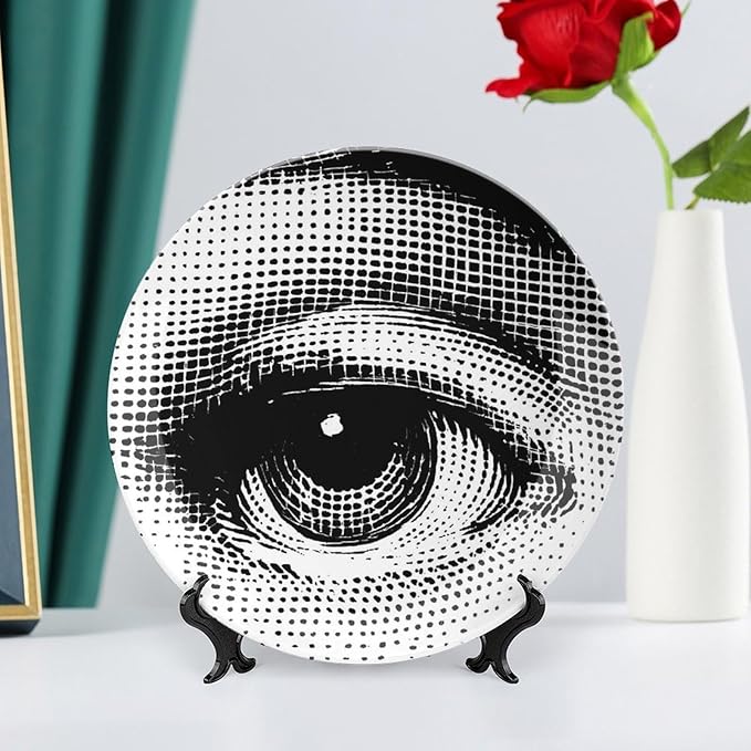 Lina Cavalieri Plate, Wall Decorative Plate, Mysterious Face Plate Wall Hanging Decoration,Including Bracket and Special Spring Hook, 10inch, Style5