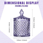 Aoriher 4 Pcs Crystal Glass Candy Jar Set with Lids Home Decorative Storage Jars for Apothecary, Bathroom, Kitchen, and Pantry, Ideal for Cotton Swabs and Jewelry(Medium,Light Purple)