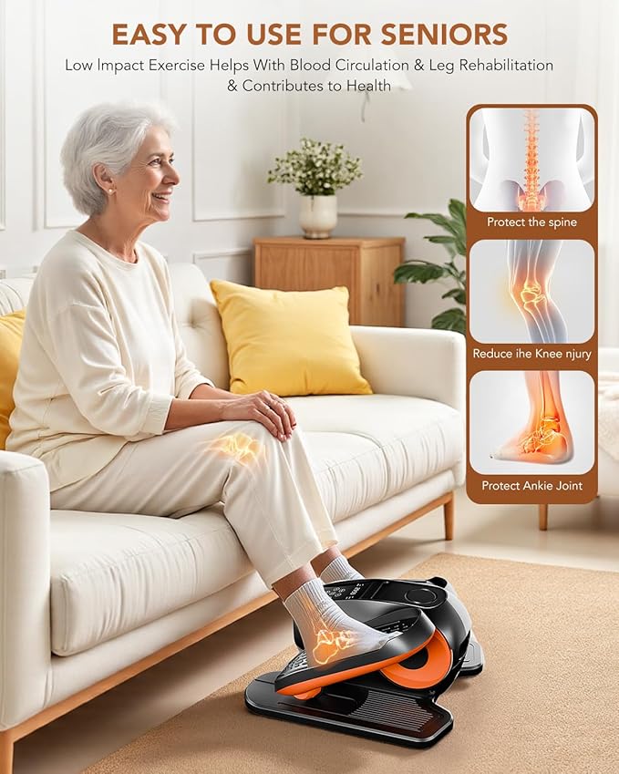 Under Desk Oval Exercise Machine Electric Oval Leg Exerciser Seen on TV 12 Speed Foot Exerciser for Seniors Portable Mini Seat Pedal Exerciser for Home Office