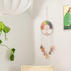 Tree of Life Dream Catchers with Crystal 7 Chakra Gemstone Dream Catchers Color Natural Gem Raw Stone Wall Hangings Room Garden Dreamcatchers Decor(Silver)