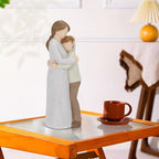 Mother Son Embrace Sculpture, Hand-Painted Mom & Son Figurine for Cherishing Maternal Bond, Memorial & Gifting on Mother's Day/Birthday/Christmas