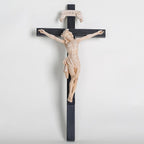 BC Catholic Crucifix Wall Cross, Elegant Modern Home Decor, Religious Gifts for House Warming, 16" H, Renaissance Sculpture Handmade by Buildclassic (Bone Beige)