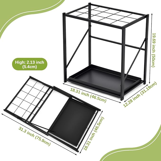 Colingmill Folding Umbrella Storage Stand Rack Holder Organizer Free Standing Umbrella Rack with Removable Drip Tray for Entryway Home Office Hotel Entry Hallway(L18.31 X W11.89 X H19.69 Inch)