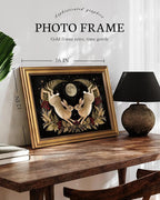 VIYYIEA Vintage Gold Framed Wall Art for Living Room, Easter Canvas Prints Home Decor, Spring Painting Picture, Bedroom Wall Decor Gifts for Friends or Family -【Moonward Hares】-(16L x 12W)
