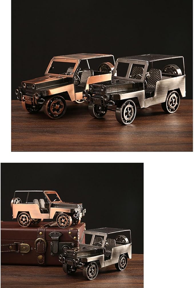 GLOGLOW Classic Metal Car Model Toy, Handcrafted Iron Ornament Vintage Car Figurine for Home Decor, Intricate Design, 8.66 X 3.74 Inches for Collectors (Red Bronze)
