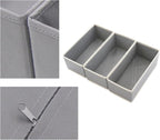 3-Pack Breathable Mesh Drawer Organizer - Foldable Fabric Storage Bins for Underwear, Bras & Socks, Removable Dividers for Closet & Dresser, Light Grey