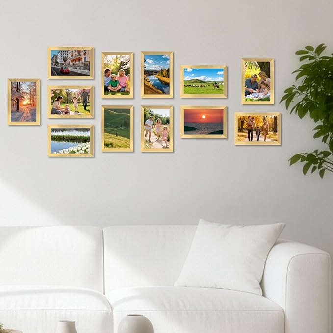 4x6 Gold Picture Frames Set of 12 for Displaying 4 x 6 Photos, Multi 4x6 Frames Collage for Wall or Tabletop, Horizontal or Vertical Display