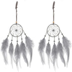 uxcell 2pcs Dream Catchers, Small Handmade Feather Dreamcatcher Supplies Car Charm with Crystal Beads Wall Hanging Decor for Home Car Decoration Ornament Women Friend Gift, Purple Grey