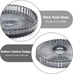 Modern Clear Coaster Set of 5- Glass Coasters for Drinks Crystal Coasters Round Cup Coasters Coffee Table Decor for Office, Kitchen, Bar, Dining Room, Living Room, Patio (Clear Black)
