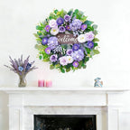 24 Inch Spring Summer Wreaths for Front Door, Luxury Hydrangea Door Wreaths for Front Door Outside All Season,Summer Door Wreath for Farmhouse French Country Home Wall Porch Decor