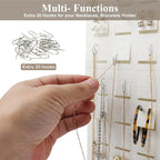 Hanging Earrings Organizer, Earring Holder & 20 Hooks, Holds Up To 300 Pairs, Compact Design, Soft Material, Earring Hanger Earring Display Hanging Organizer for Women Girls -1 Pack