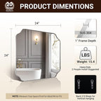 ANDY STAR 24"x24" Chrome Mirror, Polished Nickel Square Mirror for Wall, Scalloped Bathroom Mirror in Anti-Rust Stainless Steel Frame, Unique Notched Corner Designed Ideal for Home Remodel