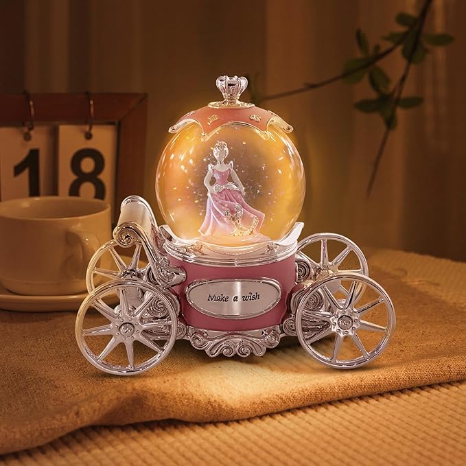 Cinderella Snow Globe for Girls, Music Box for Women with Color Changing LED Lights, Snowglobe Musical Boxes Gifts for Birthday Christmas Mother's Day Valentine's Day