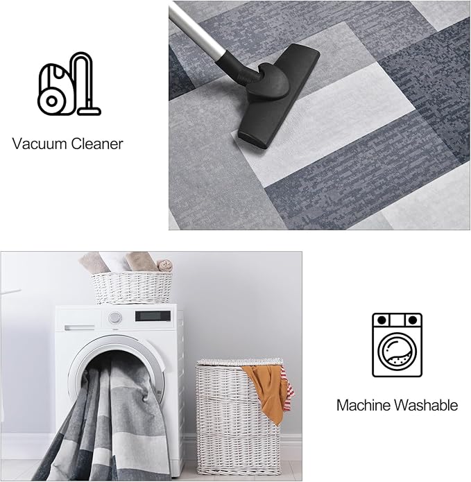 FlyDOIT Modern Geometric Patchwork Area Rug, 5x8 Gray Large Rugs for Living Room, Rockwood Collection Indoor Rugs for Bedroom, Throw Carpet Floor Decor for Entryway Dining Room Office Dorm Nursery