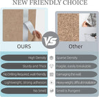 Large Felt Cork Board Alternative - 36" x 24" Bulletin Board with 30 Pushpins, 6 Pack Adhesive Cork Board, Sound Absorbing Fabric Wall Tiles, for Office Home Music Class, Dark Camel
