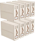 8 Pack Foldable Bed Sheets Set Organizers and Storage(King & Queen Size),Linen Fabric Closet Organizers with Window,Folding Bedding Storage Box for Bedsheets and Pillow Cube Organizer-Beige