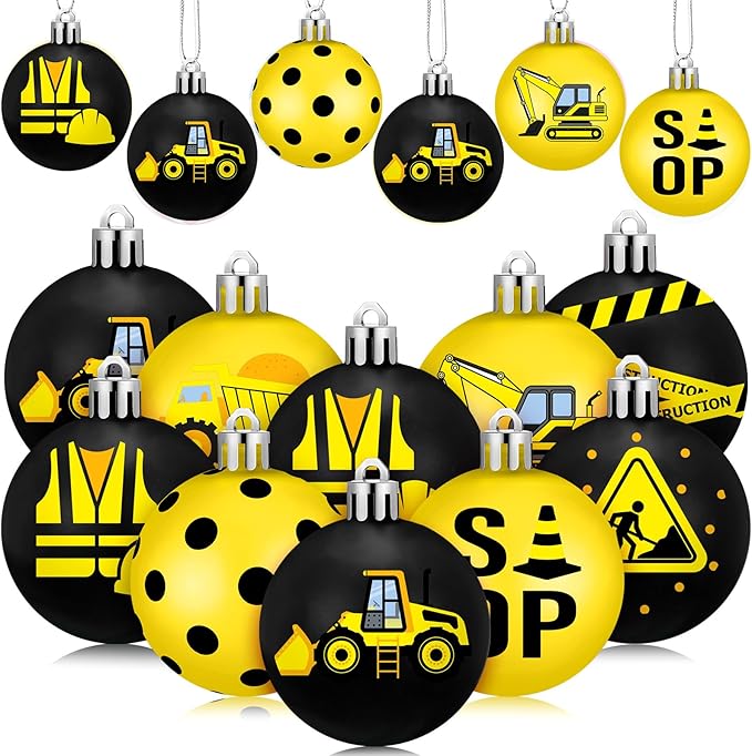 HyDren 40 Pcs Summer Construction Ornaments for Tree 1.18 Inch Small Hanging Ball Hanging Ornaments for Summer Baby Shower Birthday Holiday Decorations
