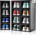 12 Pack Shoe Boxes Stackable,Upgraded Sturdy Shoe Storage Boxes with Clear Magnetic Door,Multifunctional Sneaker Storage, Shoe Box Organizer Fit up to US Size 12 Gray(13.8”x 9.84”x 7.1”)