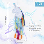 Pretty Jolly Unicorn Dream Catchers for Little Girls Bedroom Handmade Kids Dreamcatcher with Fluffy Pom Poms Feathers&Beads,Nursery Wall Decor for Toddler Girls Room,Children Birthday Gift(Blue)